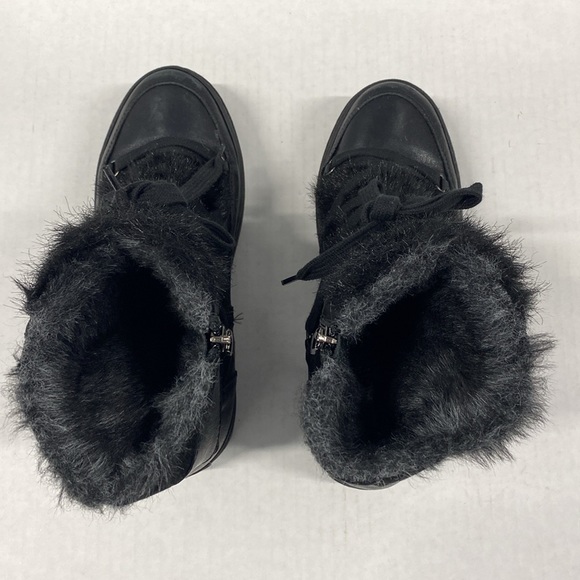 A&M Italy Black leather suede & fur platform boots handcrafted CGUC Size 38 - Picture 5 of 12